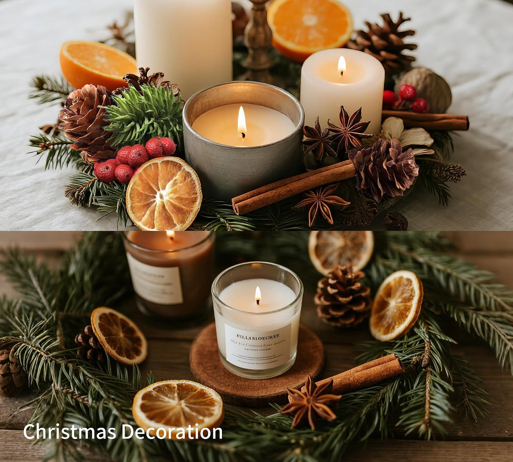 DIY Natural Dried Flower Kit - Bulk Dried Plants, Pine Cones, Scented Lemon Slices, Cinnamon Sticks Wood Roses & Mini Pinecones for Home Décor, Christmas Decoration (Orange - A)