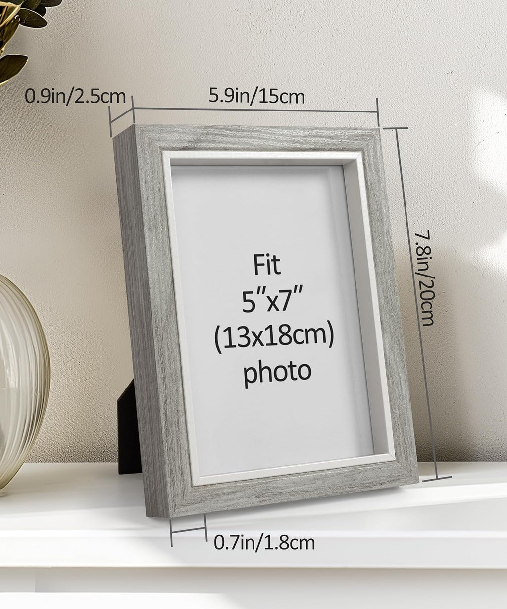 Afuly 5x7 Picture Frame Set of 2, Modern Grey Photo Frame