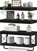 QEEIG Bathroom Shelves Over Toilet (Black, Set of 3, 15.7")