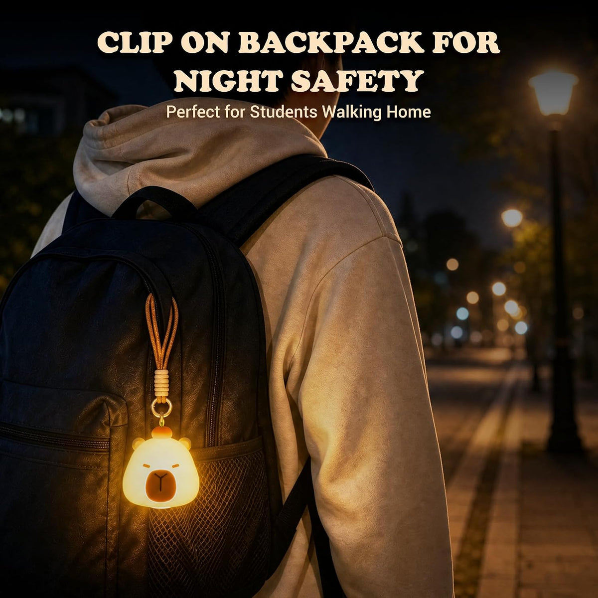 UNEEDE Mini Capybara Night Light with Lanyard, 8 Color Changing Rechargeabl