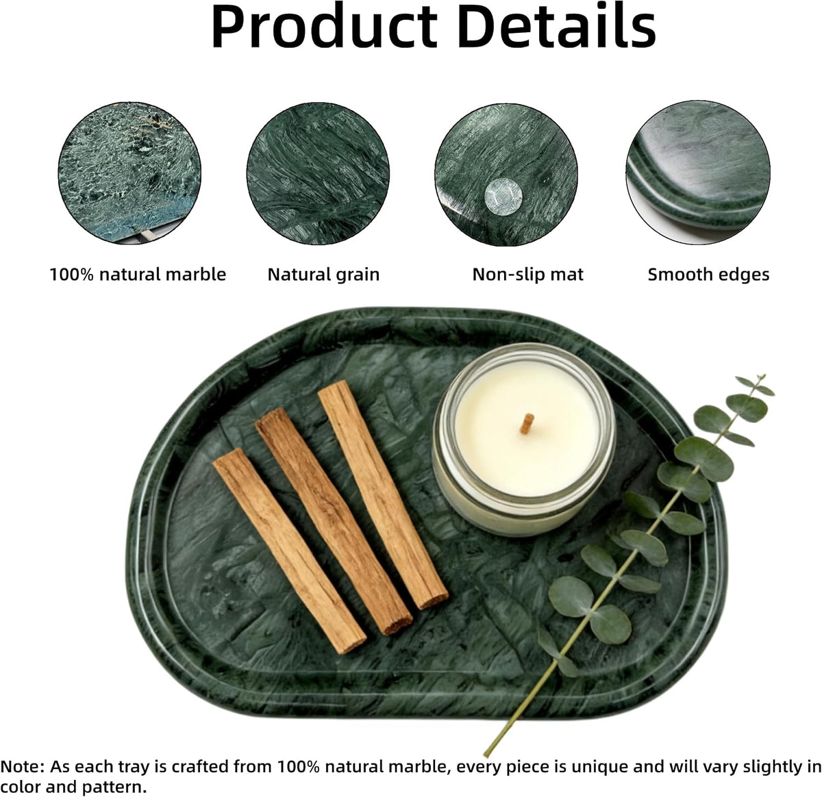 Natural Marble Vanity Tray,Special-Shaped Jewelry Tray for Bathroom