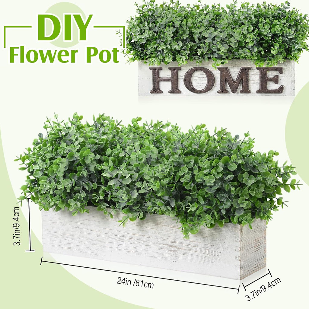 Lyrow 2 Pack Eucalyptus Plant,White,16.1 Inch,White Powdered Round Leaves