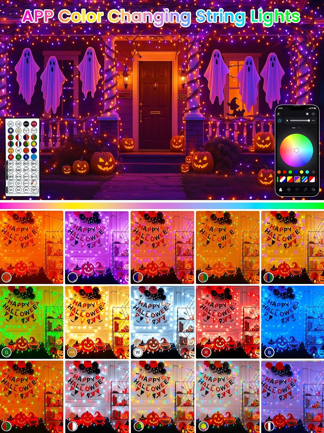 400 LED Smart RGB Color Changing String Lights APP & Remote for Halloween