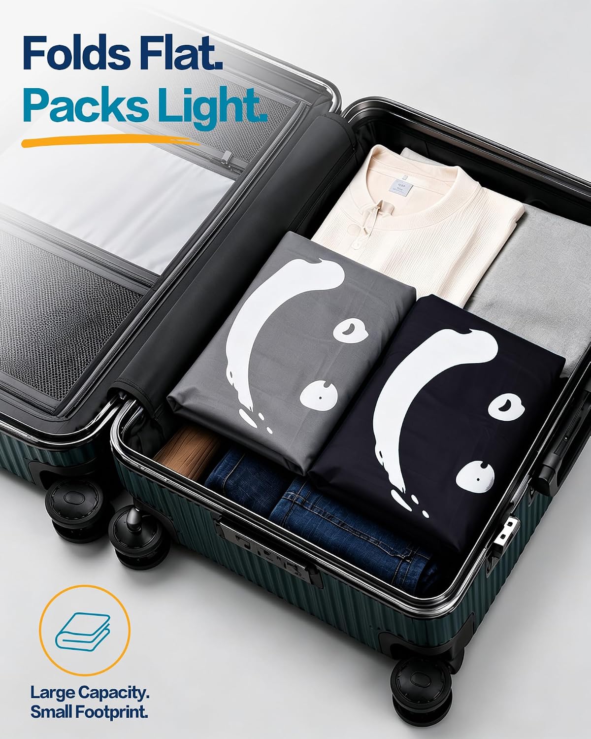 HOMEST 2 Pack XL Wash Me Travel Laundry Bag, Dirty Clothes Organizer, Large Enough to Hold 4 Loads of Laundry, Easy Fit a Laundry Hamper or Basket