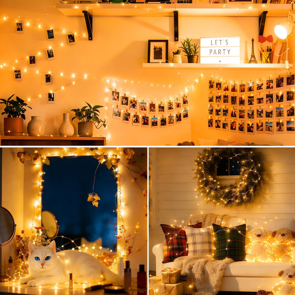 1 Pack USB Plug in Fairy String Lights,16ft 50 LED Copper with Remote and Timer, 8 Modes Waterproof Twinkle String Lights for Bedroom Indoor Party Wedding Christmas Decoration