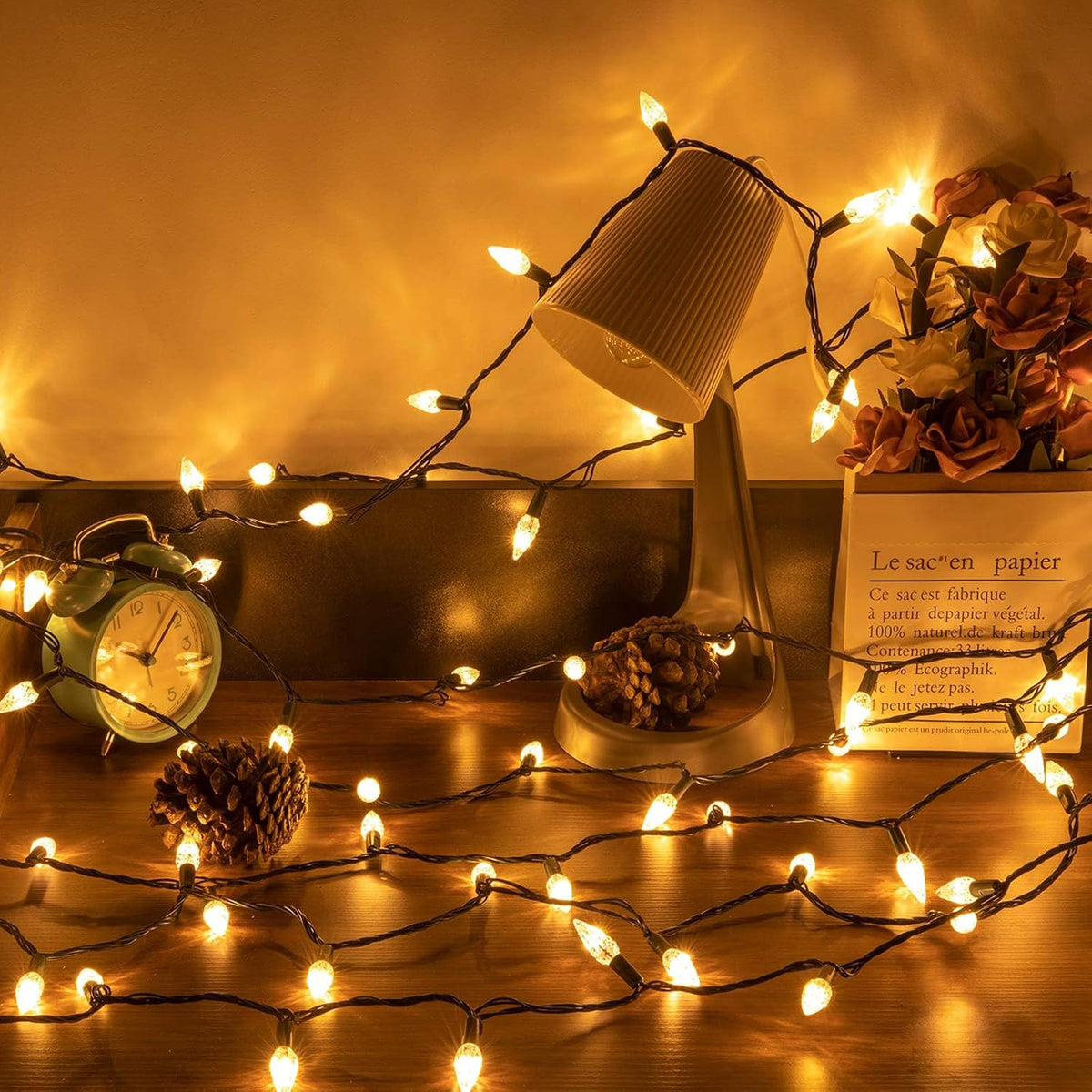 AWQ 500LED 173.8 FT C6 Christmas String Lights Plug in Warm White Decor