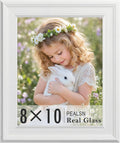 PEALSN 8x10 Picture Frame, Real Glass Front, White Woodgrain