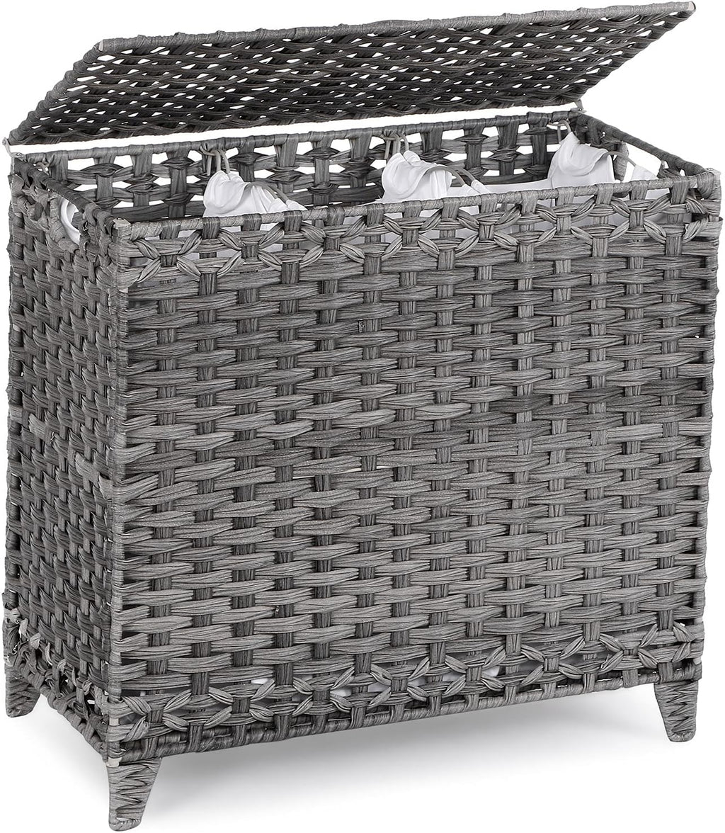 Laundry Hamper with 3 Removable Liner Bags, 132L Laundry Sorter with Lid