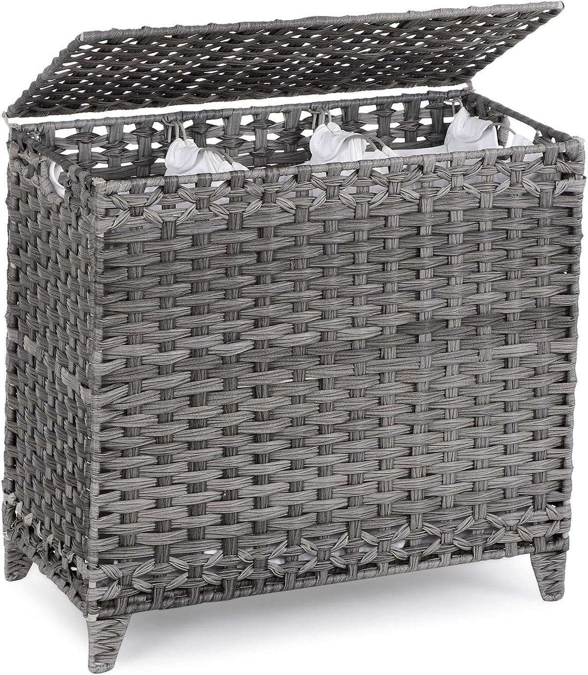 Laundry Hamper with 3 Removable Liner Bags, 132L Laundry Sorter with Lid
