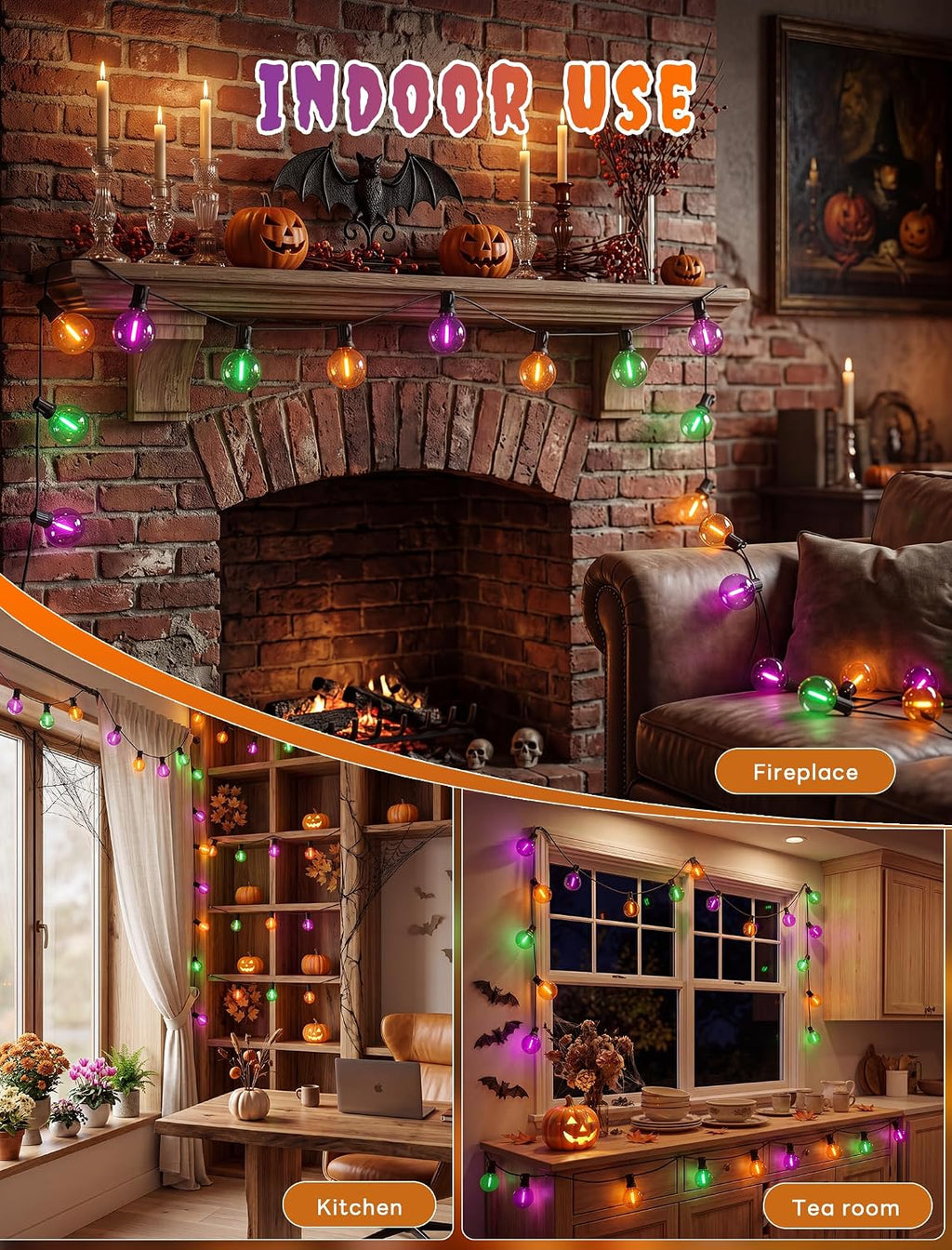 25FT G40 Halloween Outdoor String Lights with 27 LED Shatterproof Bulbs