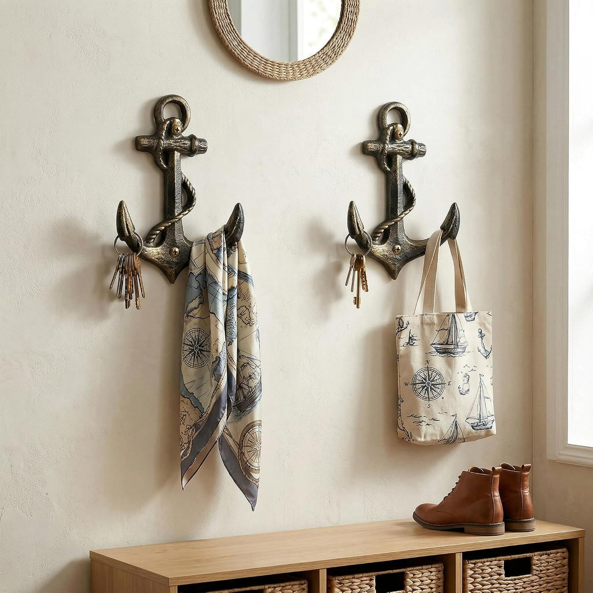 Nautical Anchor Hooks Antique Bronze Cast Iron Decorative Wall Hook, Treasures of The Caribbean Islands 1 Pack