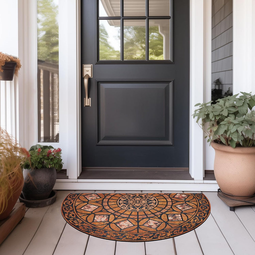 CHICHIC Entrance Door Mat Large 24 x 36 Inch Entry Way Doormat Front Door Rugs Outdoors Heavy Duty Welcome Mat Non Slip Rubber Back Low Profile for Garage, Patio, High Traffic Area, Orange