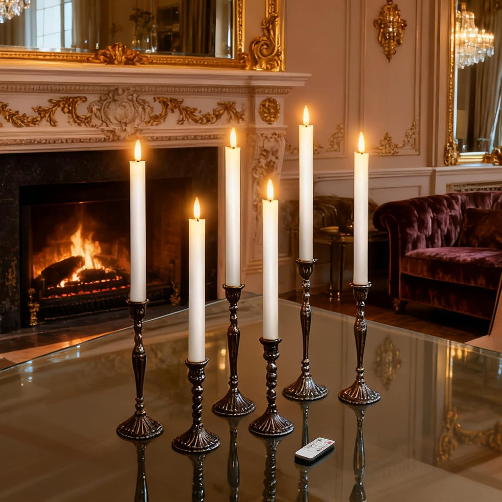 Flameless Taper Candles ,Led Flickering Flameless Candlesticks(White)