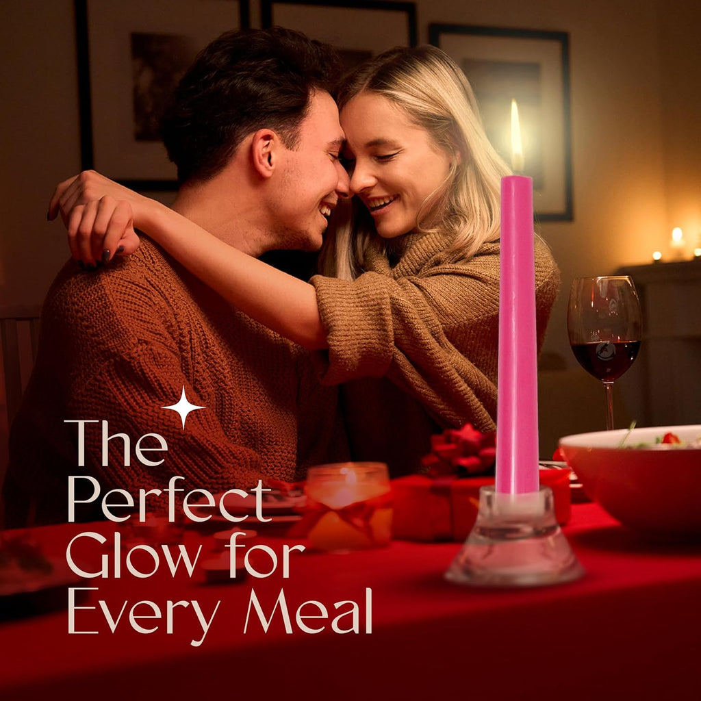 Leor & Lair Hot Pink Taper Candles, 12 Pack, 10" Pink Candles