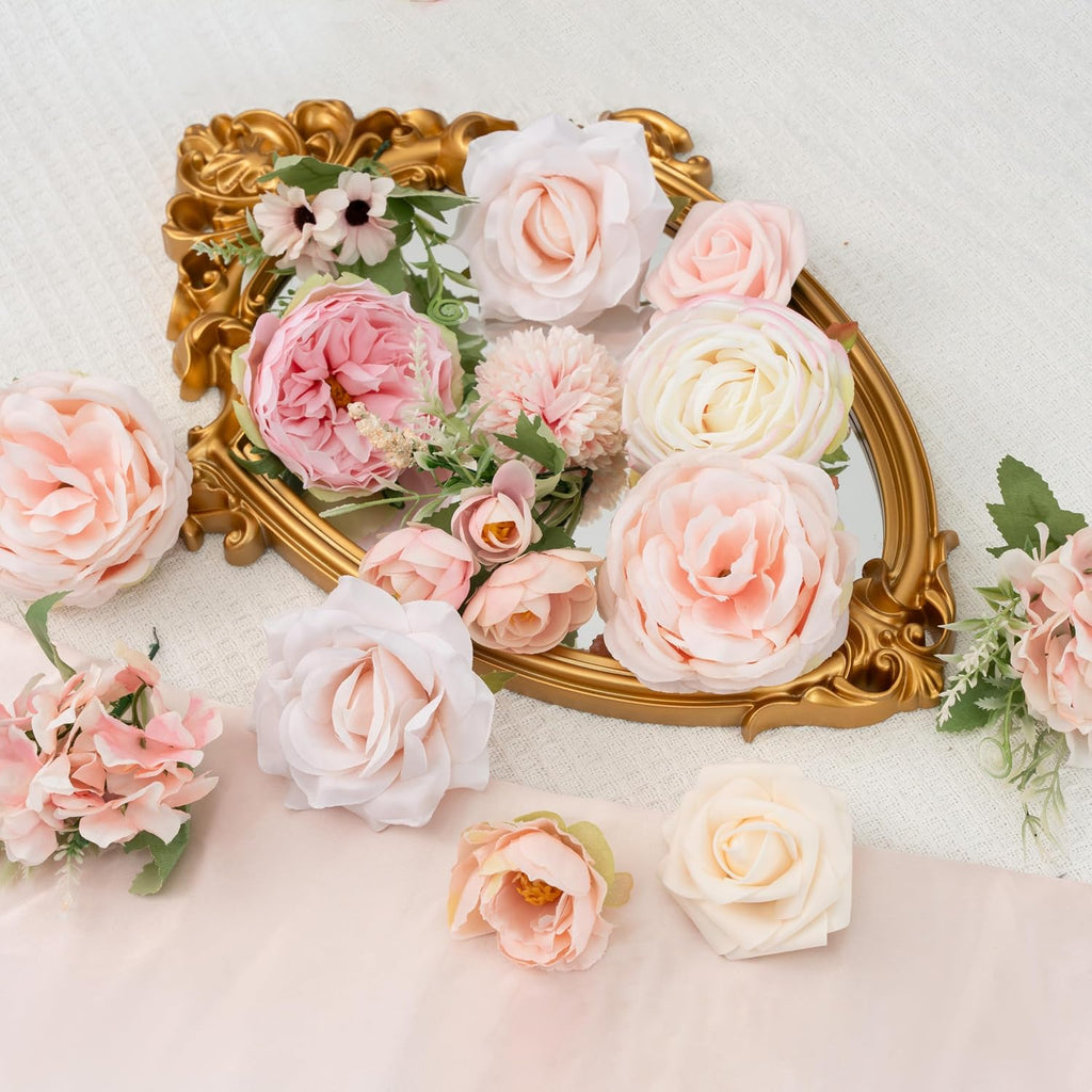 Artificial Flowers Pink Wedding Flowers Silk Flowers with Stems Fake Cake Flowers for Wedding Bouquets Centerpieces Spring Decor Baby Shower Decoration