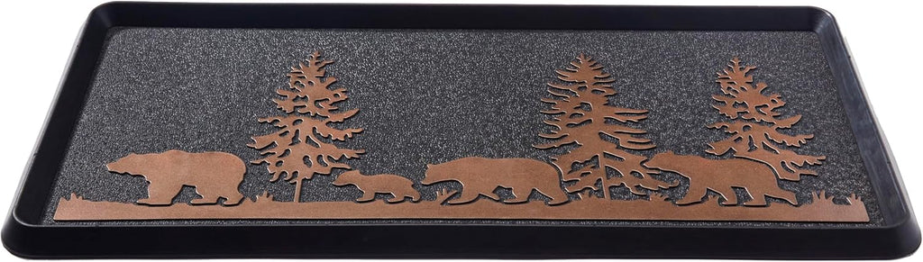 HF by LT Bears Rubber Boot Tray, 32 x 16 inches, One-Piece Seamless Construction, Durable Vulcanized Rubber, Year Round Use Indoors/Outdoors, Black with Brushed Copper