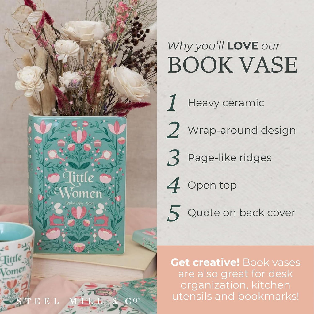 Steel Mill & Co. Ceramic Book-Shaped Vase, Little Women