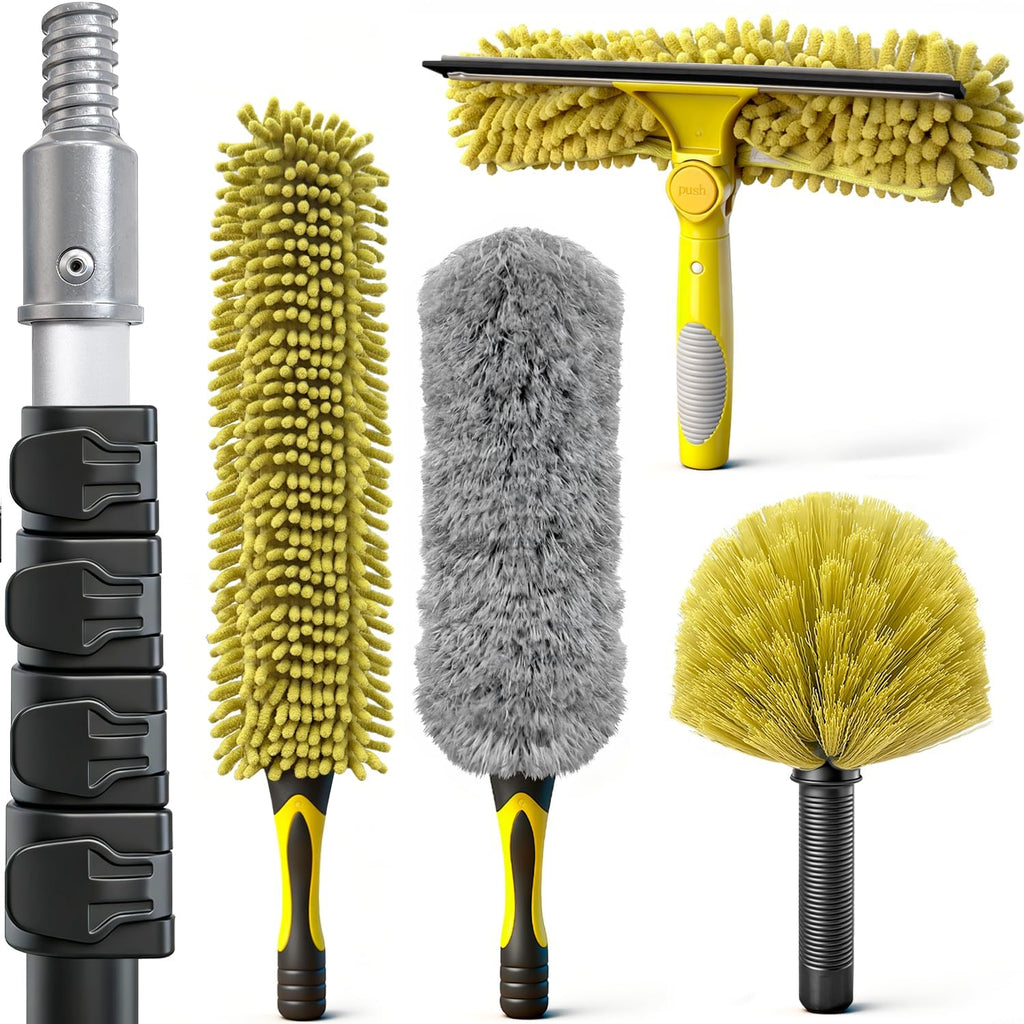5-in-1 20Ft 4-Stage Telescoping Extension Pole Kit for Cleaning