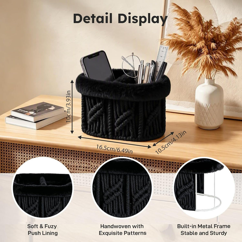Remote Control Holder, 2 Slots Plush Lined TV Remoter Holder Caddy