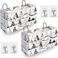 Kanrichu 2pcs Large Wall Hanging Organizer Bag, Linen Fabric Door Hanging Storage Baskets with Pockets, Waterproof Bin for Kitchen, Bedroom, Office, RV Camper (White)