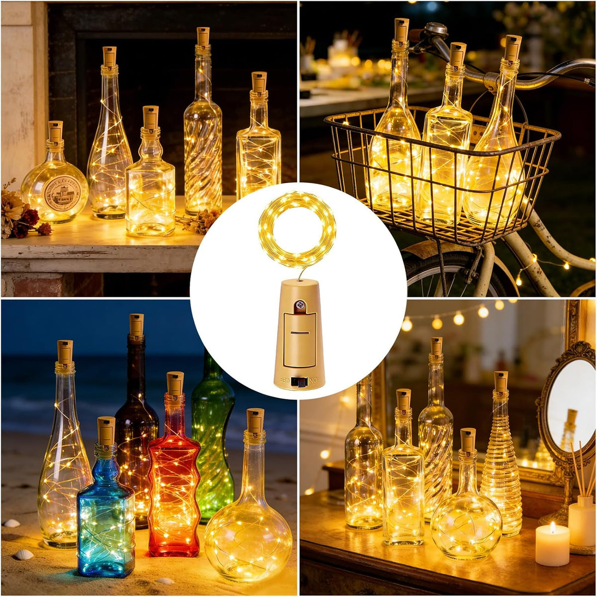 VOOKRY Wine Bottle Lights 8 Pack 20 LED Mini Cork Fairy Lights, Warm White