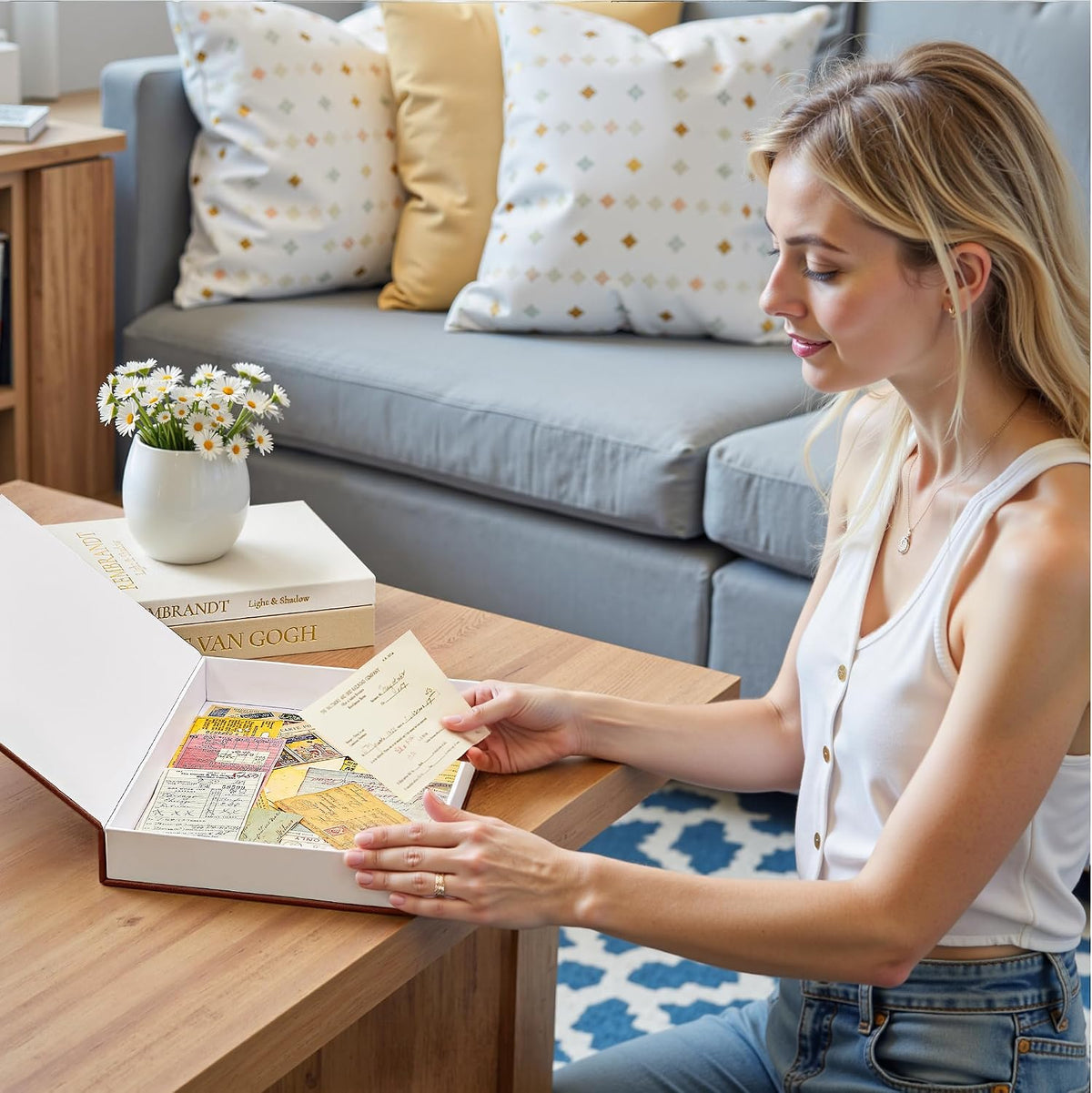 JARLINK Aesthetic Decorative Books, Set of 3 Linen Faux Book Boxes, Brown