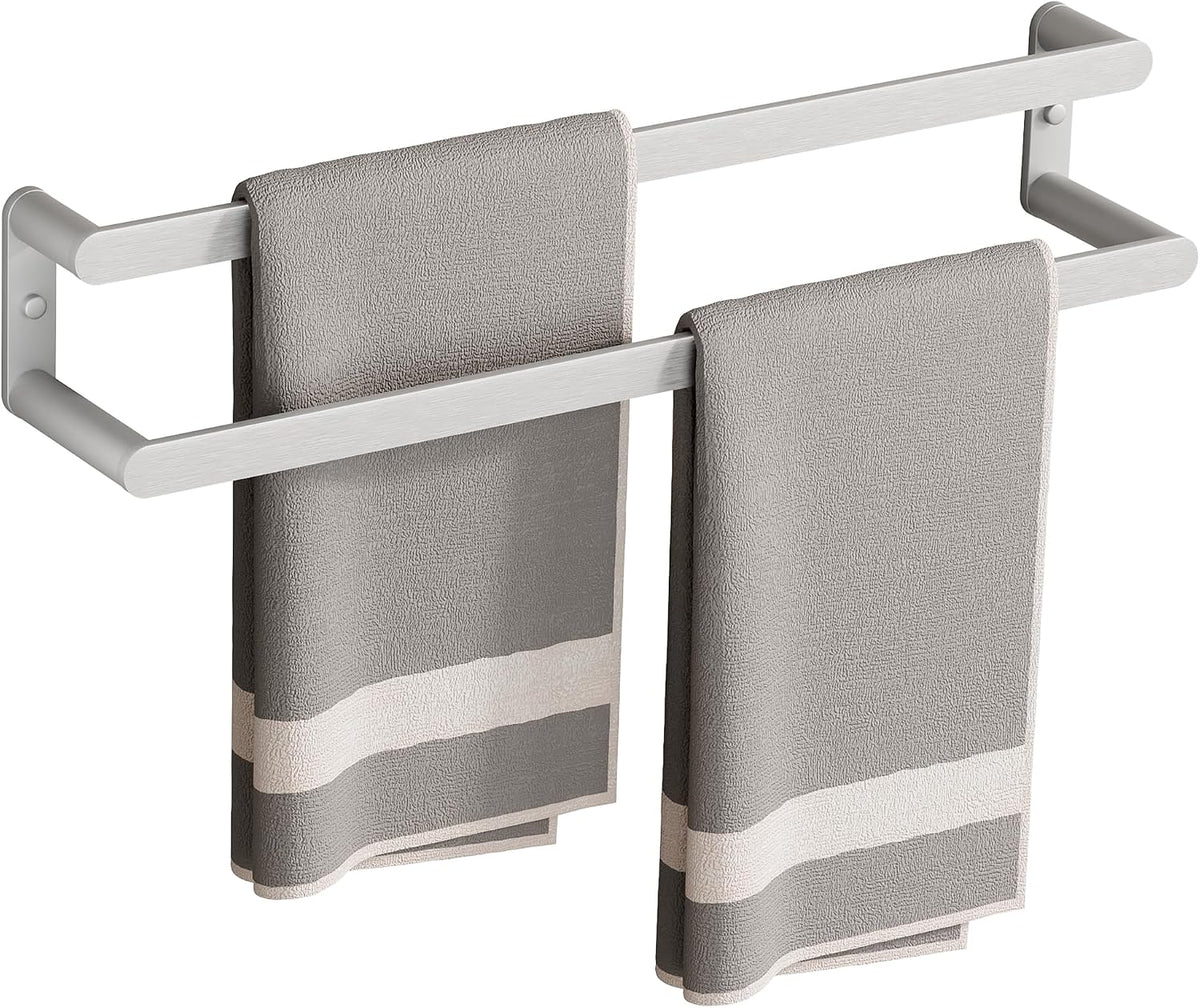 SAYAYO Double Towel Bar for Bathroom, 24 Inch Brushed Nickel Towel Rack