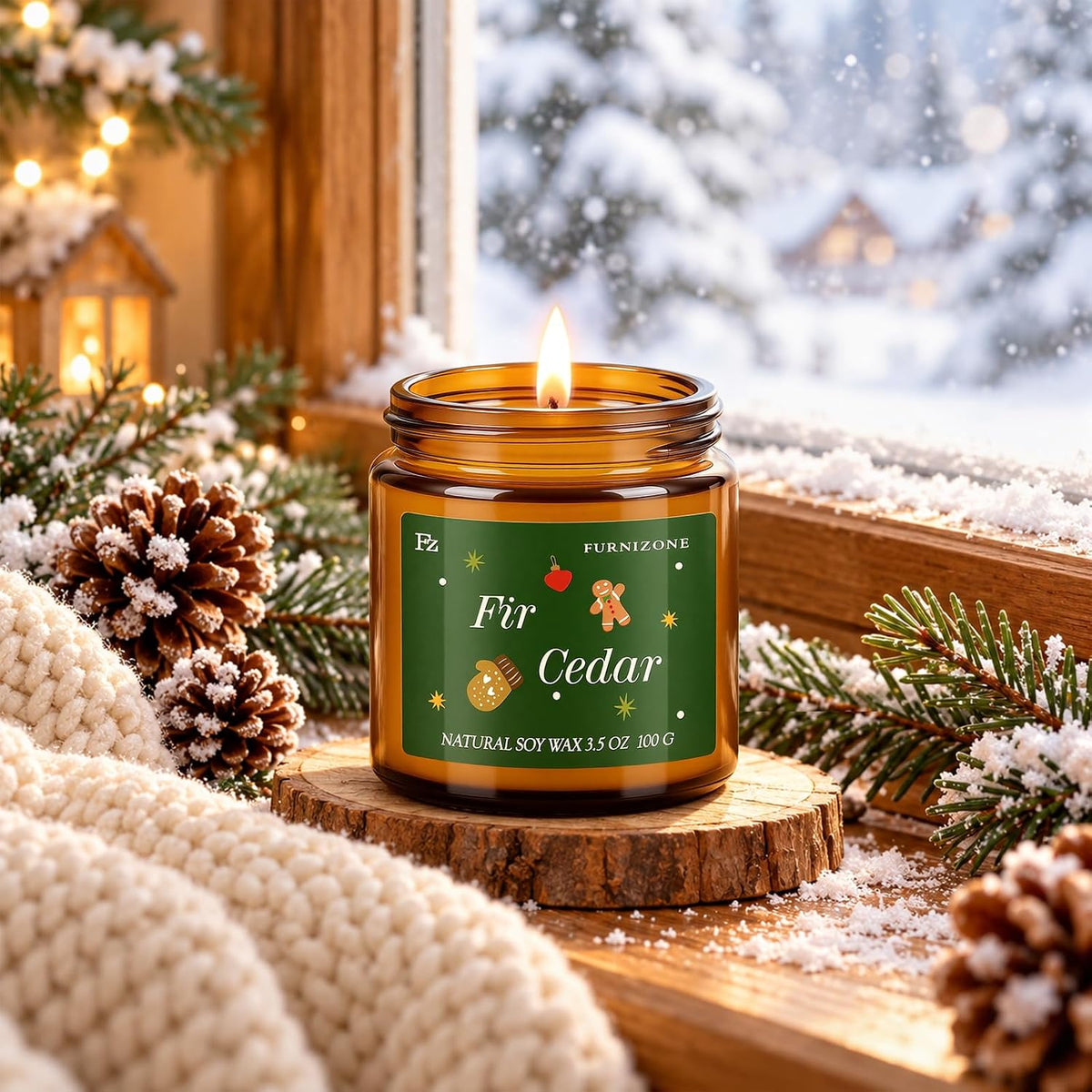 Christmas Candles Gift Set, Winter Candle for Home Scented, Natural Soy Wax