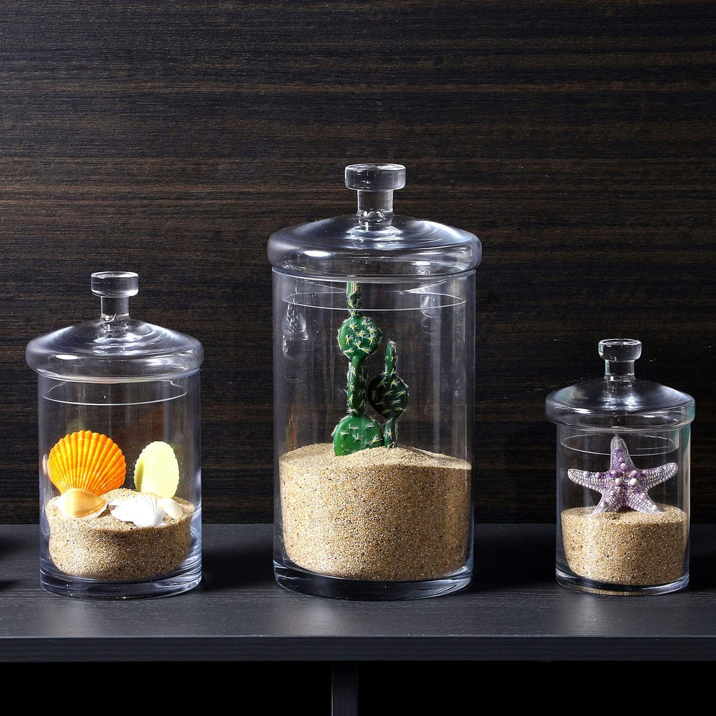 MyGift Glass Storage Jars with Lids, Kitchen & Bath Storage, Set of 3