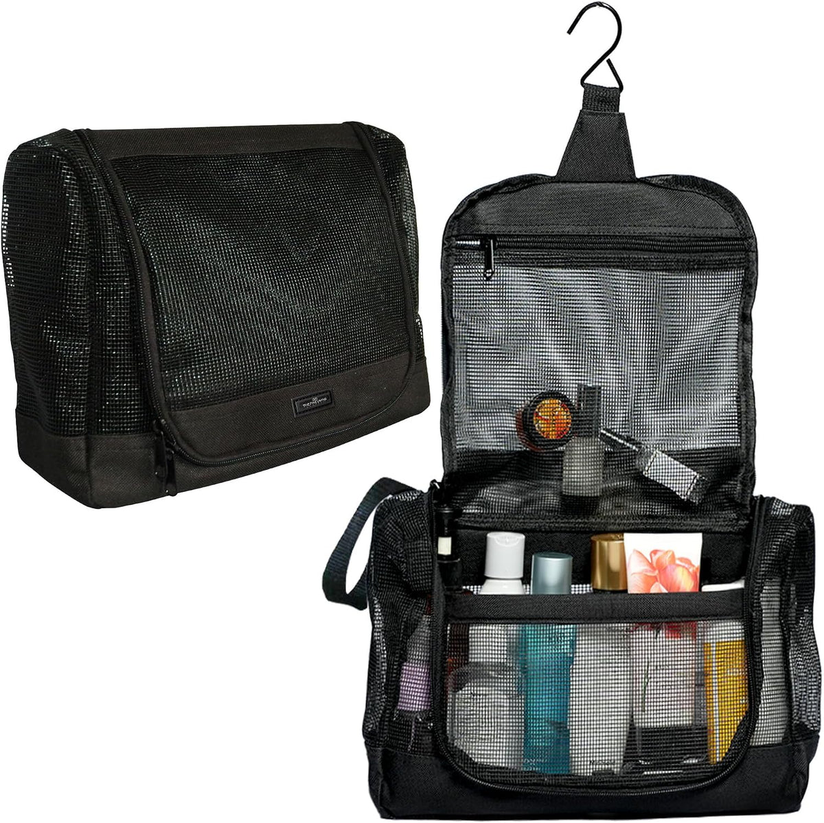 The Fine Living Co. Portable Latex Mesh Shower Caddy Hanging Metal Hook