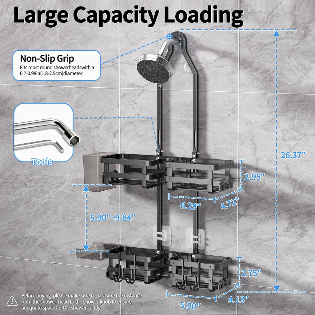 GAOKASE Aluminum Shower Caddy Hanging, Never Rust Shower Organizer