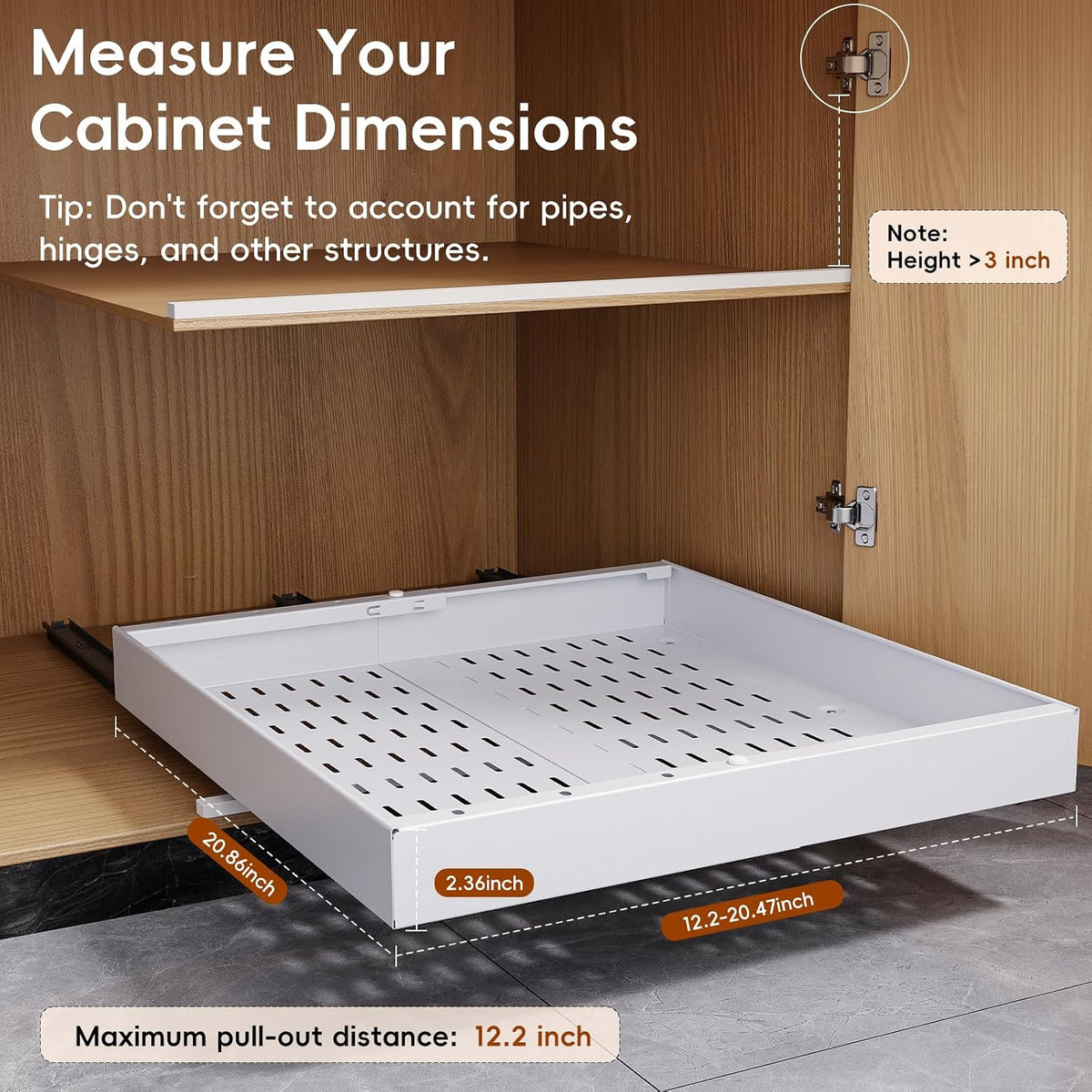 Pull Out Cabinet Organizer, 21"Deep Slide Out Drawers for Kitchen Cabinets