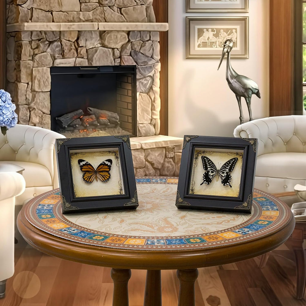 Handmade Real Butterfly Framed with 5 Pieces Gift Set - Gothic Home Decor and Vintage Frame - Butterflies Taxidermy Shadow Box Collection (Red Helen Butterfly)