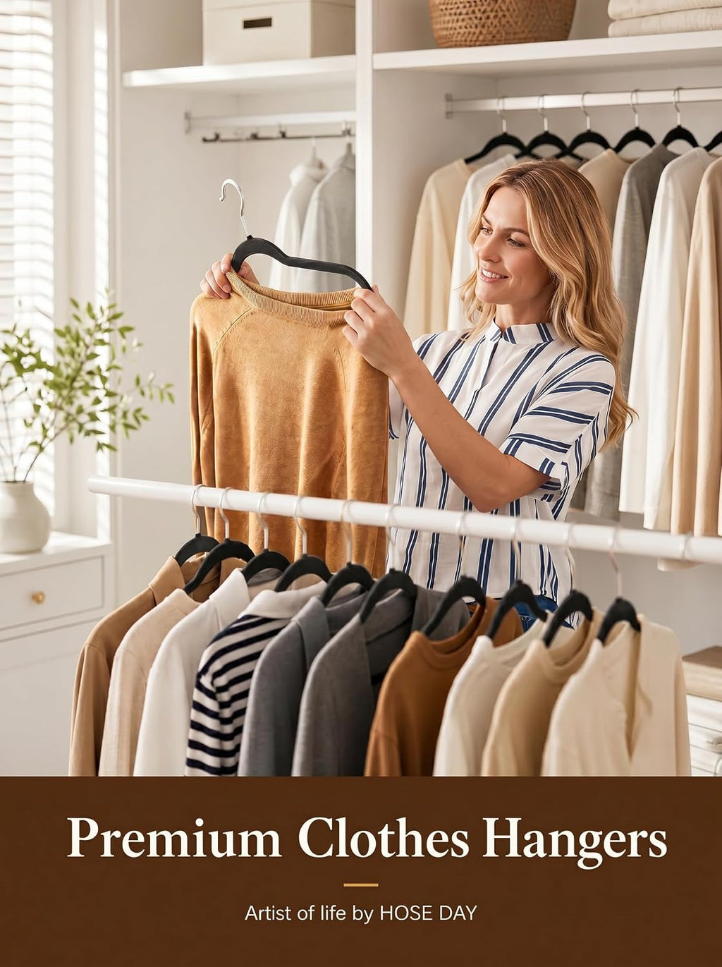 HOUSE DAY Black Velvet Hangers 100 Pack - Non Slip Felt Hanger, No Wrinkles
