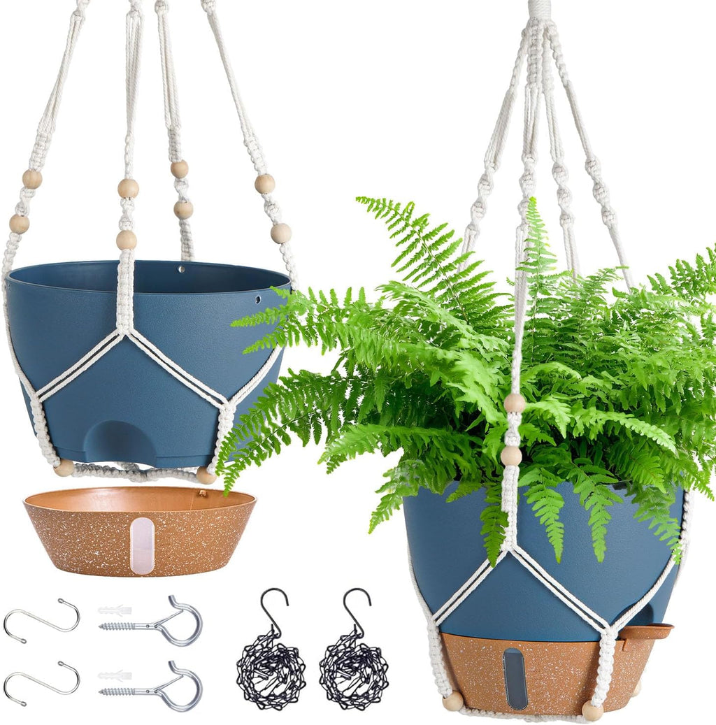 10 Inch Self Watering Hanging Planters for Indoor Plants, 2 Pack