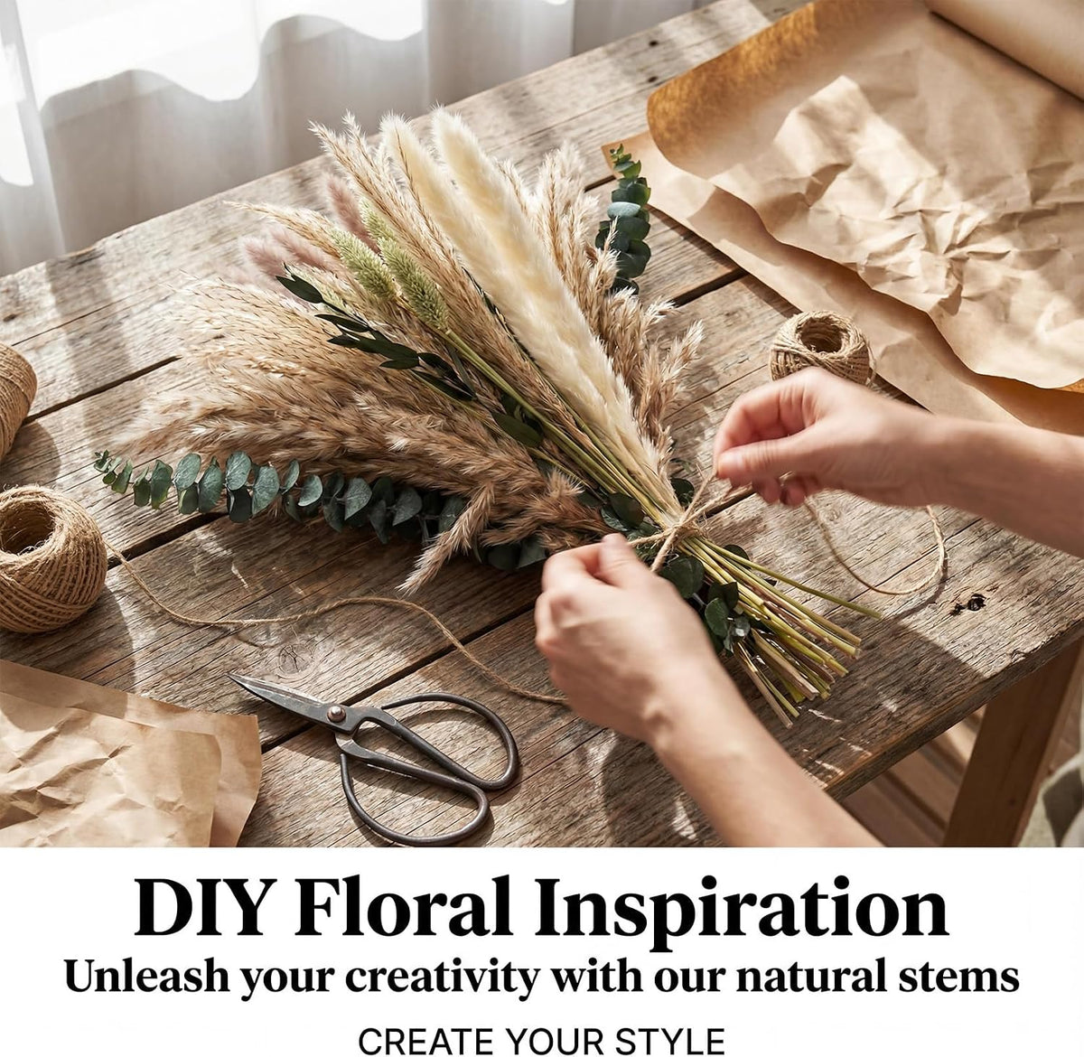 RAINFLOW 35PCS Dried Pampas Grass Decor - 7 Varieties Small Dried Flower