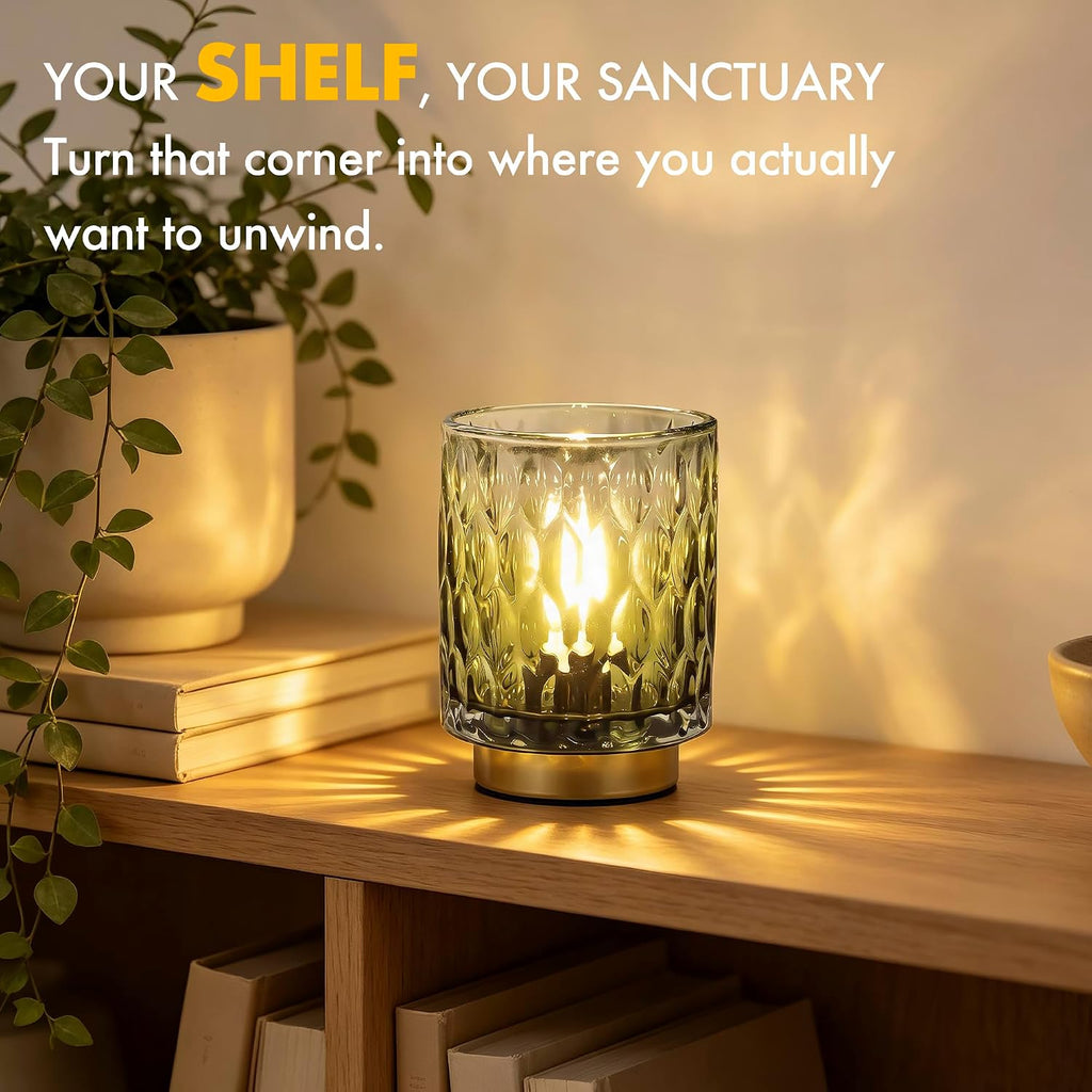 Battery Operated Table Lamp,Cordless Small Decorative Lamp,Green Gradient