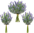 Hollyone 3 Bundles Fake Flowers Artificial Lavender Stems Bouquet Faux Plastic Purple Flowers Plants for Vase DIY Wedding Floral Arrangement Home Table Centerpieces Indoor Outdoor Decor