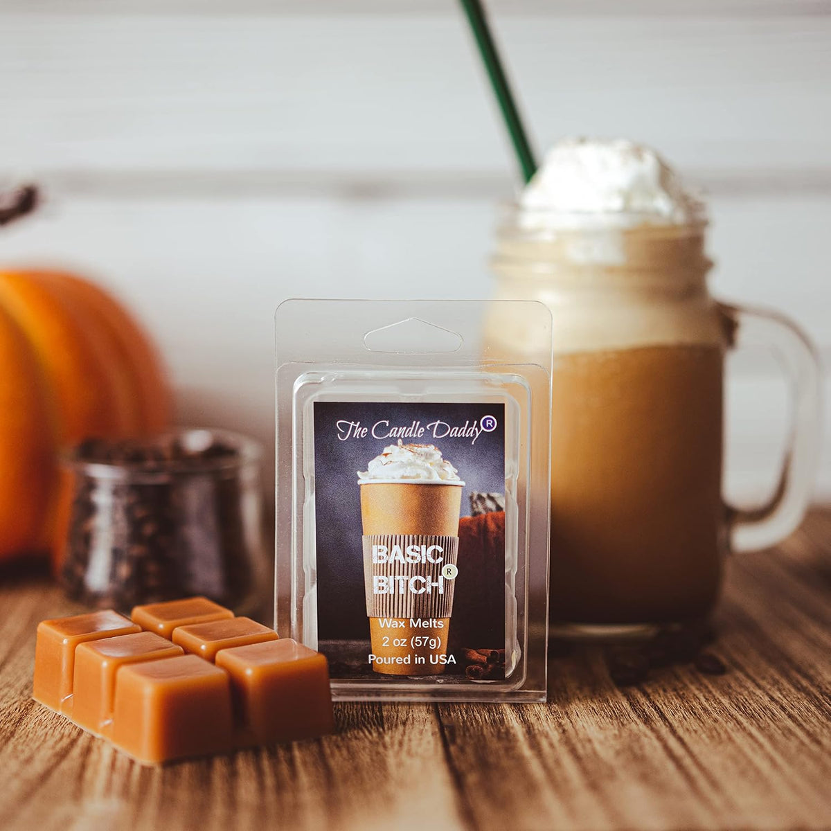 Basic Bitch- Funny Pumpkin Spice Scented Melt- Maximum Scent Wax Cubes/Melts- 1 Pack -2 Ounces- 6 Cubes