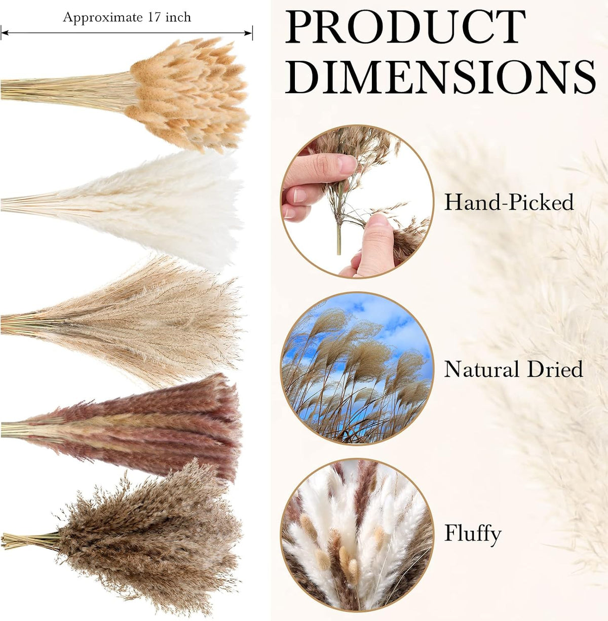 330 Pcs Dried Pampas Grass 17 Inch Fall Decorations for Home
