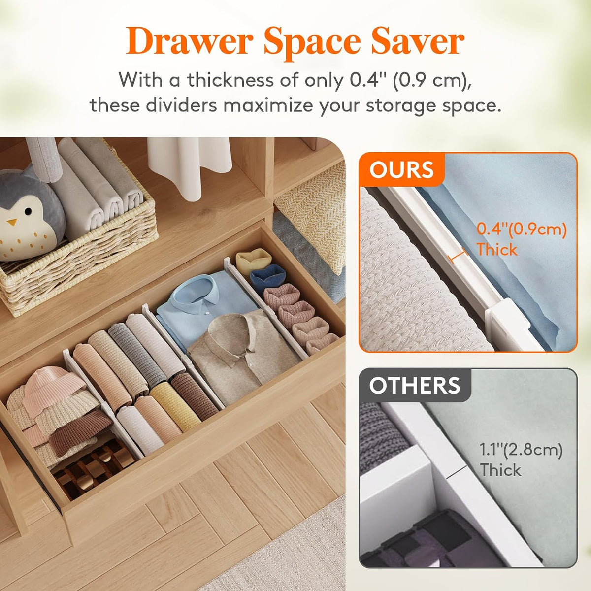 Lifewit 9 Pack 4" High Drawer Dividers, Adjustable Drawer Organizer Clothes