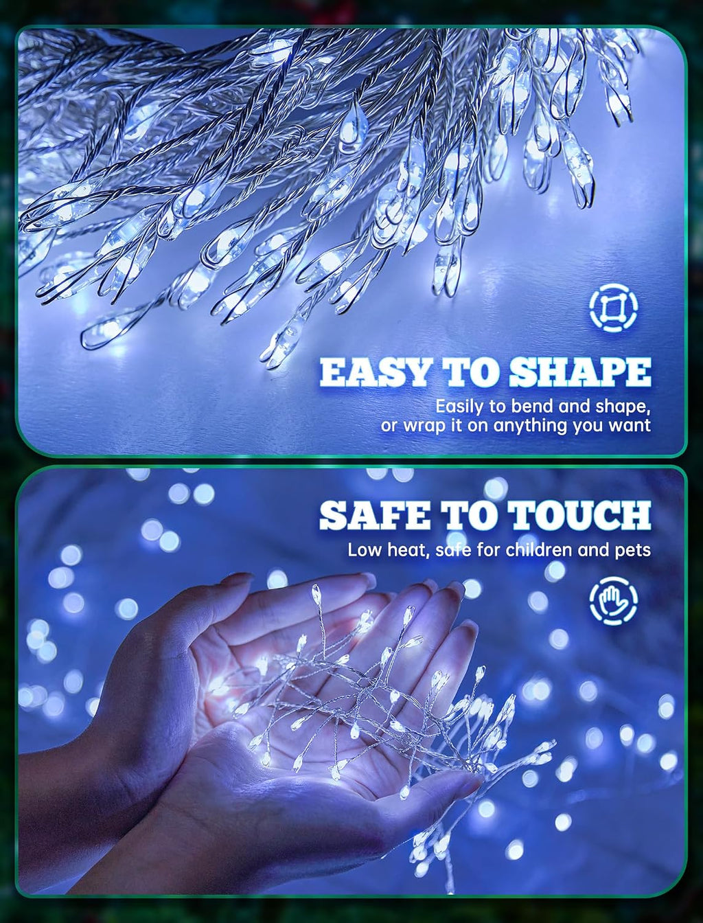 2 Pack 240 LED 20FT Total 40FT 480LED Solar Fairy Lights Outdoor Waterproof