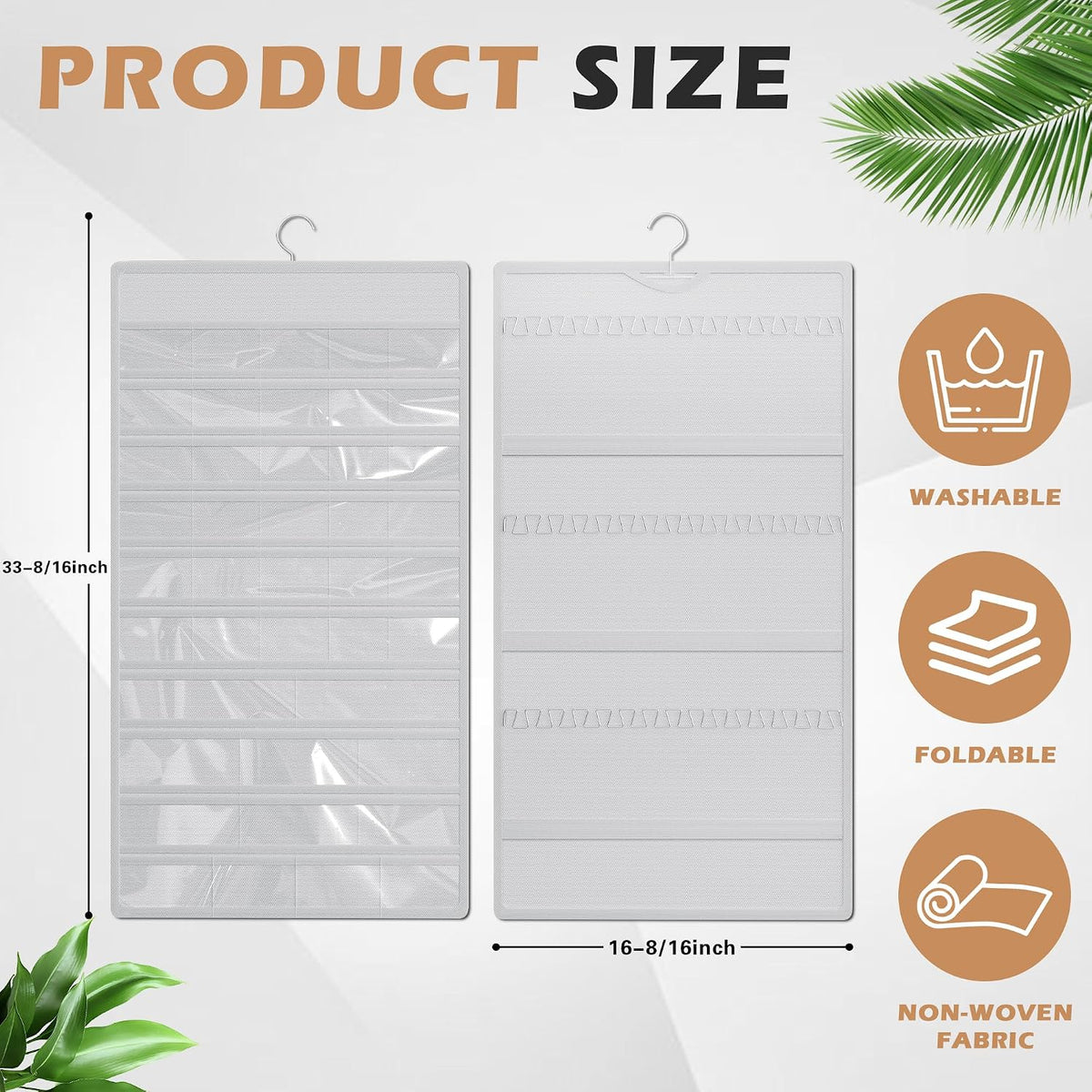 Hanging Jewelry Organizer, Double-Sided Necklaces Holder, White