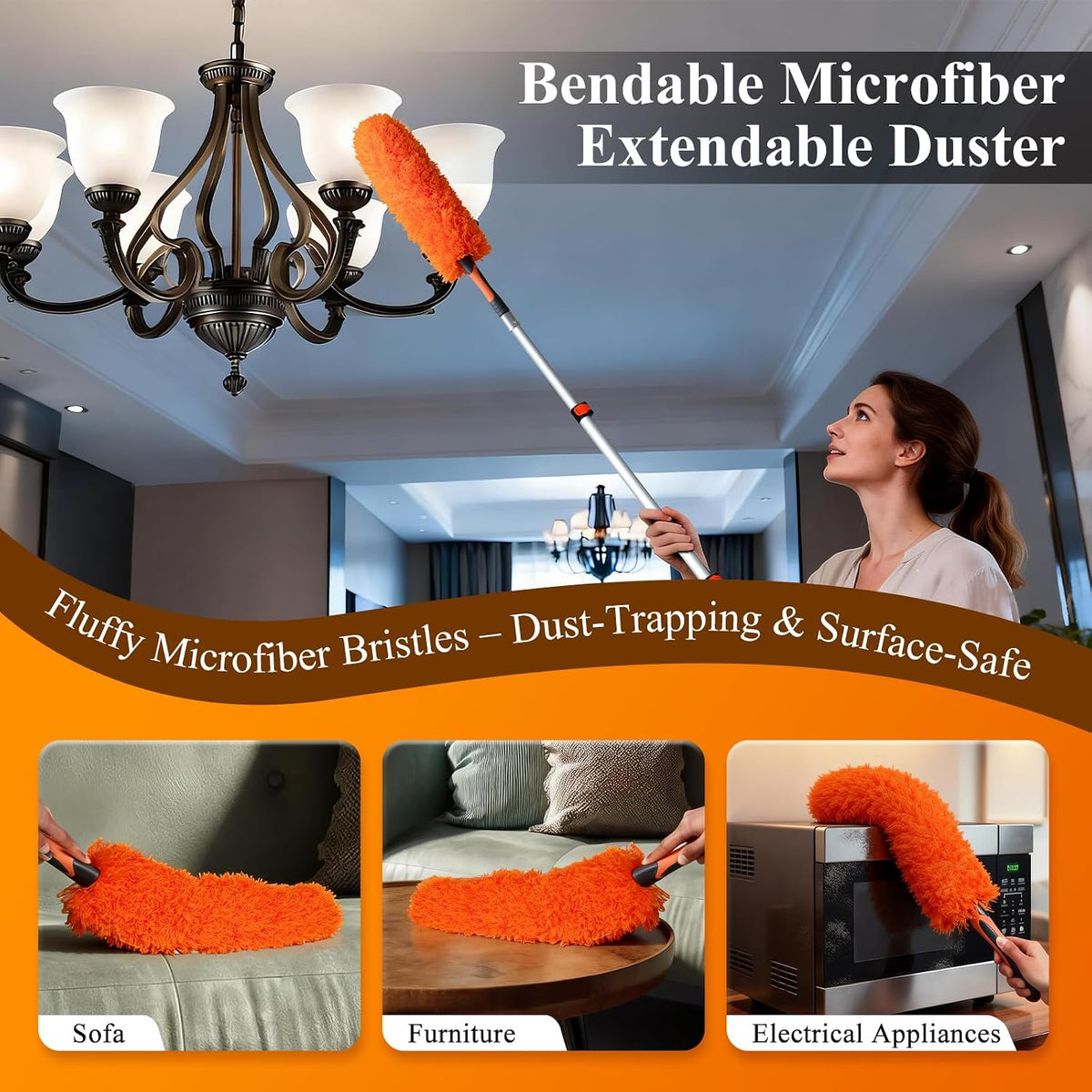 26ft High Reach Duster Kit with 5-20ft Extra Long Extension Pole