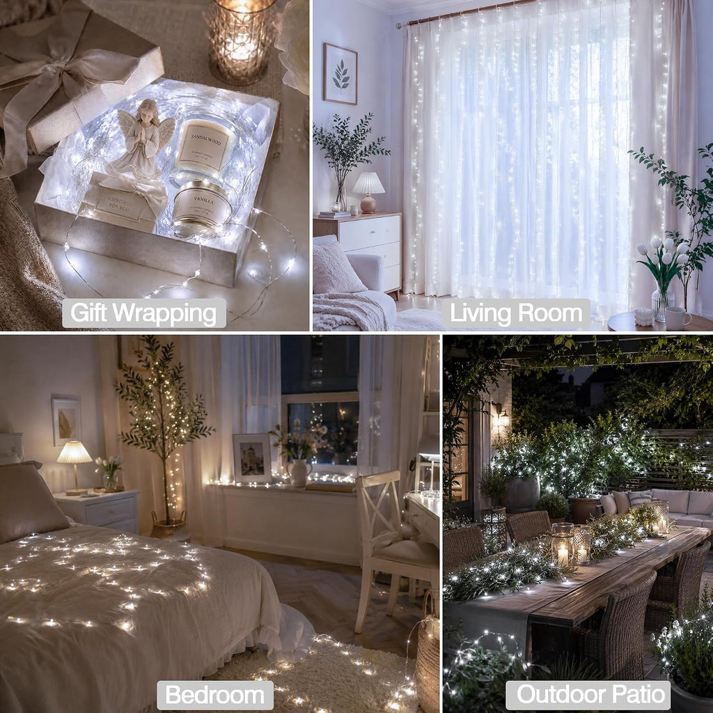 66FT 200 LED Plug in Fairy Lights with 13 Modes & Timer, Cool White