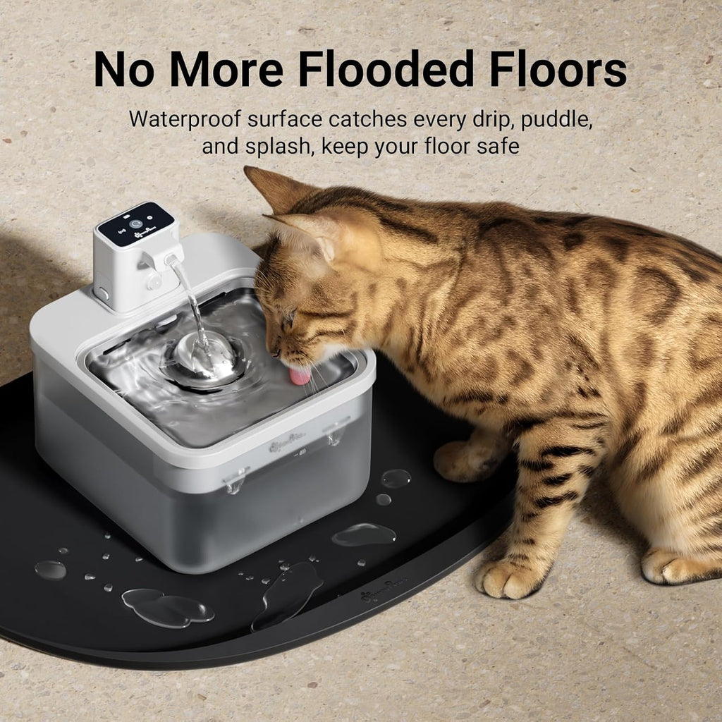 DownyPaws Cat Food Mat,Silicone Waterproof Feeding Mat, 18"×12.5", Black