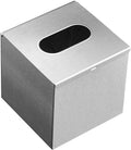 JunSun Square Tissue Box Cover Tissue Box Holder Napkin Holder Tissue Cube Box Decorative Holder For Bathroom Bedroom Office Dresser Nightstand Desk Tabletop 5"X 5" X 5"-Stainless Steel Brushed Nickel