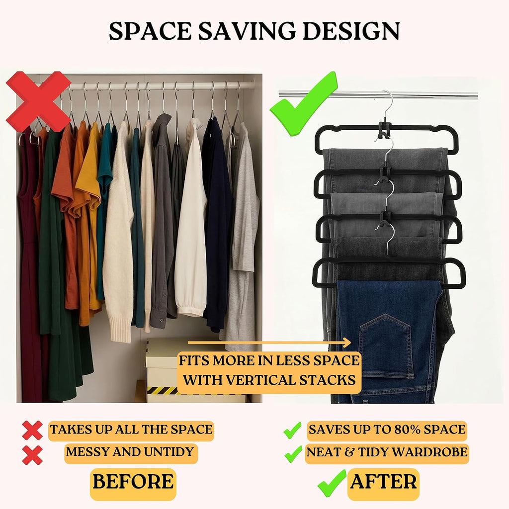 ZAKUTO Velvet Pants Hangers 50 Pack – Non-Slip Space Saving with 20 Hooks