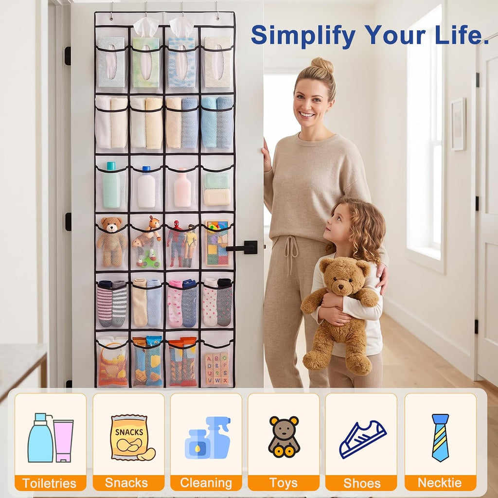 Over The Door Shoe Organizer 24 Clear Pockets Heavy Duty Hooks