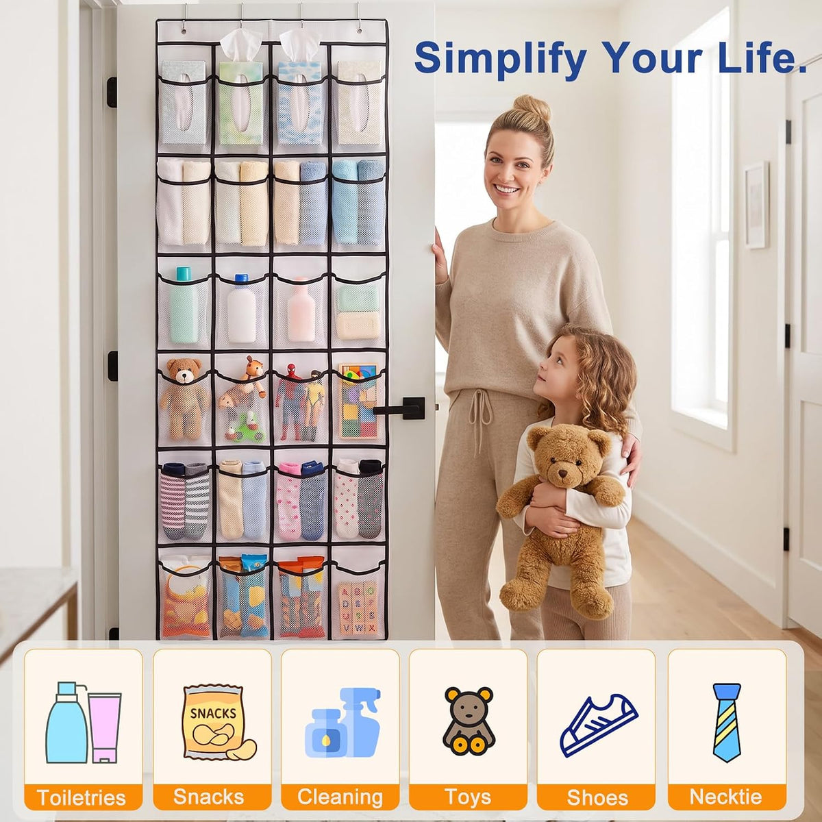 Over The Door Shoe Organizer 24 Clear Pockets Heavy Duty Hooks